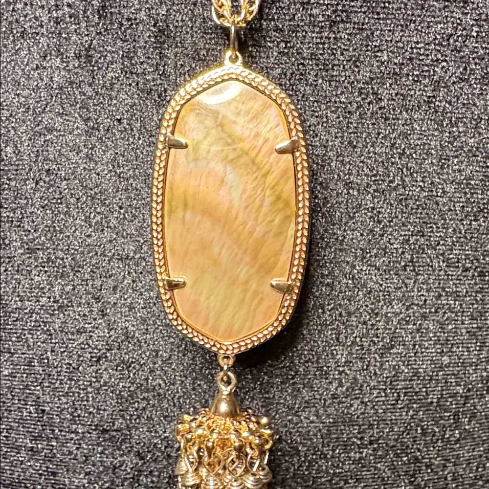 Kendra Scott Rayne Tassel Necklace Rose Gold with Brown Mother of Pearl - Picture 2 of 4
